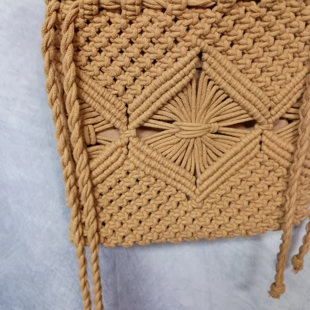 Nanette Lepore Golden Macrame Crochet Crossbody Bag - Picture 2 of 7